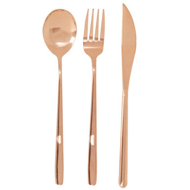 6 Piece Rose Gold Travel Cutlery Set with Case