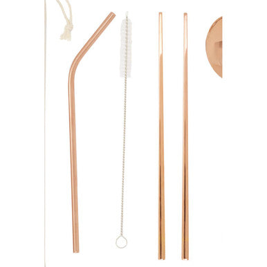 6 Piece Rose Gold Travel Cutlery Set with Case