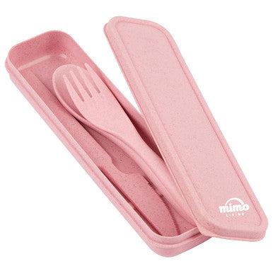 Pink 3 Piece Travel Cutlery Set