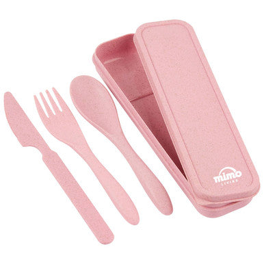 Pink 3 Piece Travel Cutlery Set