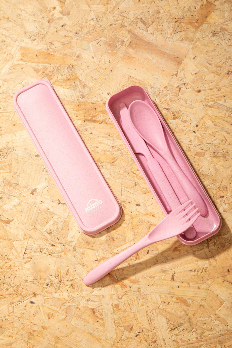 Pink 3 Piece Travel Cutlery Set
