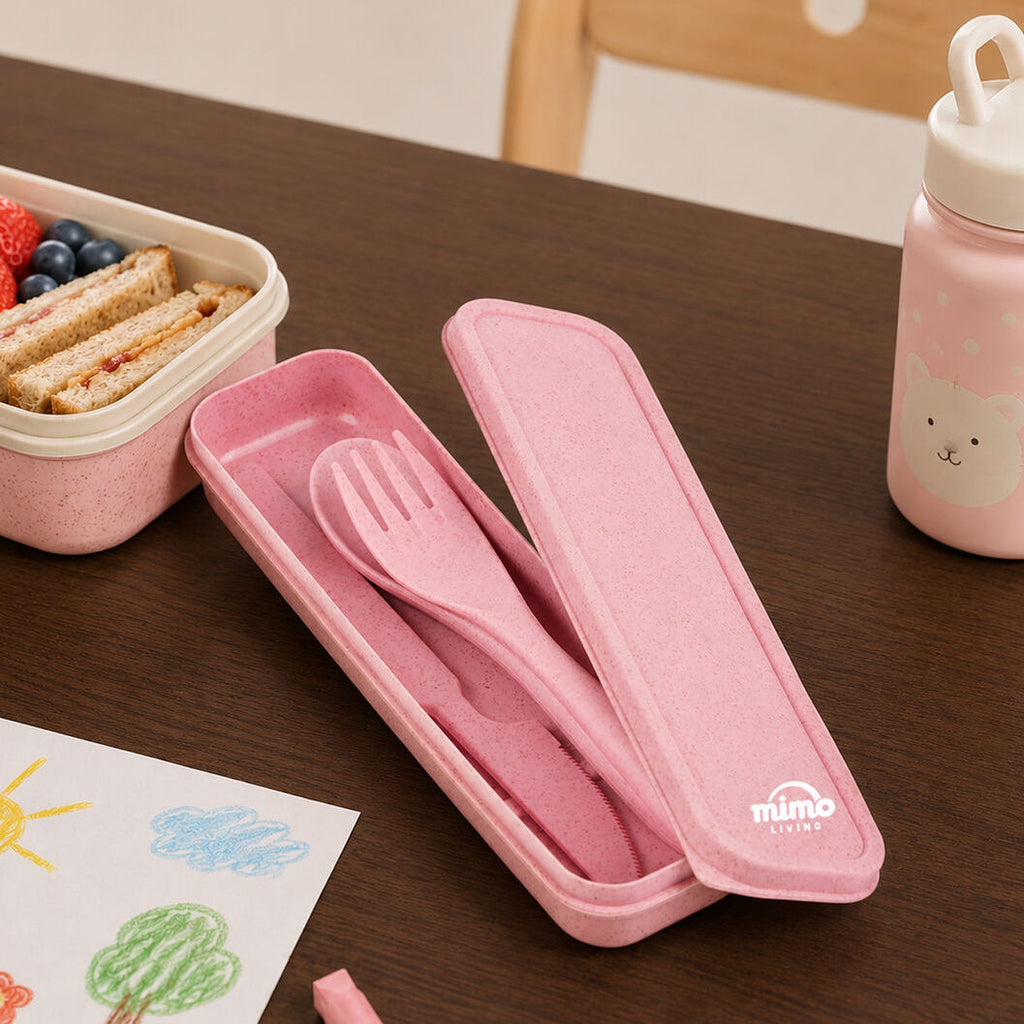 Pink 3 Piece Travel Cutlery Set
