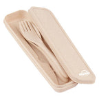 3 Piece Natural Wheat Straw Travel Cutlery Set