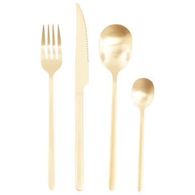 16 Piece Matte Gold Finish Cutlery Set