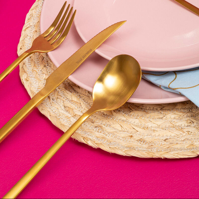 16 Piece Matte Gold Finish Cutlery Set