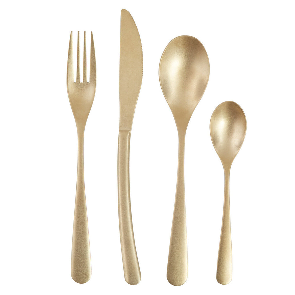 16 Piece Antique Gold Finish Cutlery Set