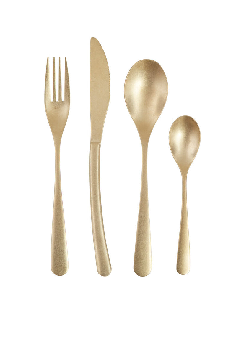 16 Piece Antique Gold Finish Cutlery Set