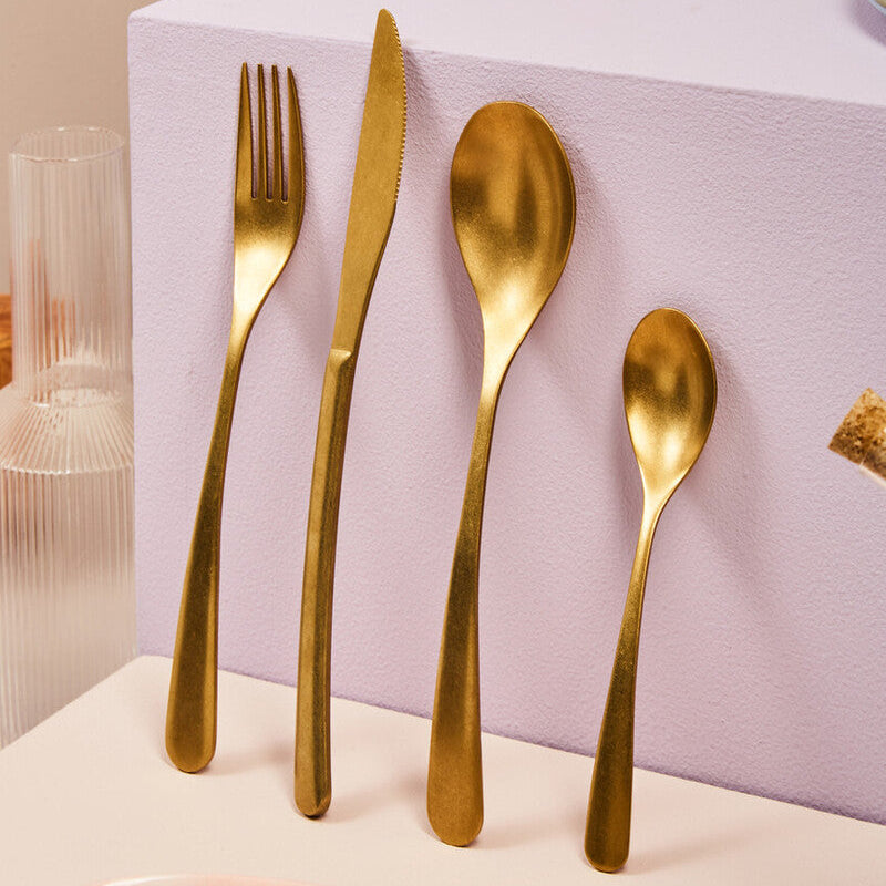 16 Piece Antique Gold Finish Cutlery Set