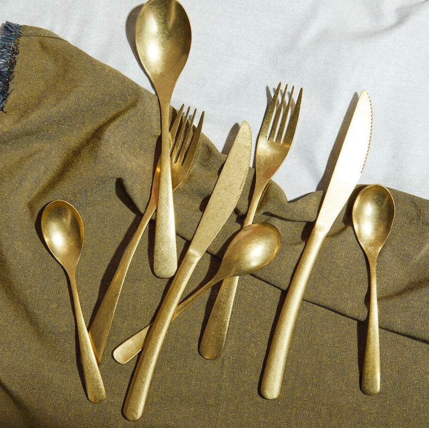 16 Piece Antique Gold Finish Cutlery Set