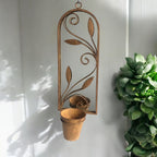56cm Rusty Wall Mirror with Planter
