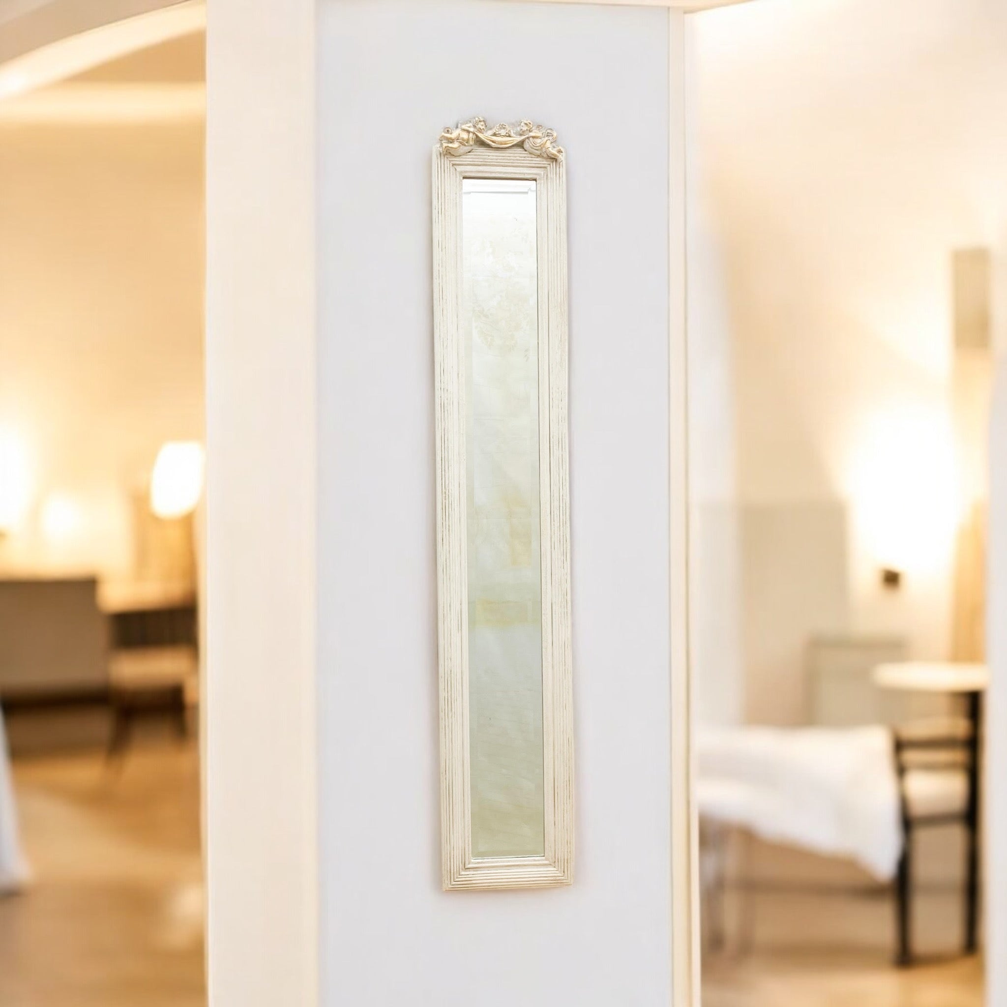 13 x 109cm Antique White Mirror