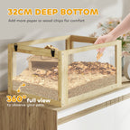 Wooden Hamster Cage w/ Detachable Bottom, Hut, Seesaw, 60 x 40 x 75cm
