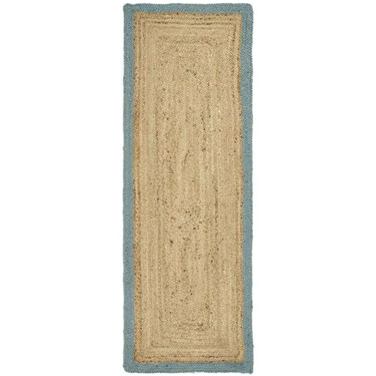 Bordered Duck Egg Blue Jute Rug 67X200 cm