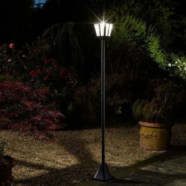 1.7m Solar Victorian Lamp Post Black Outdoor Garden Light 100LM