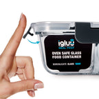 2-Compartment Glass Container with Airtight Lids - 980ml - 3 PACK