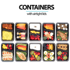 2-Compartment Reusable Containers with Airtight Lids 887ml