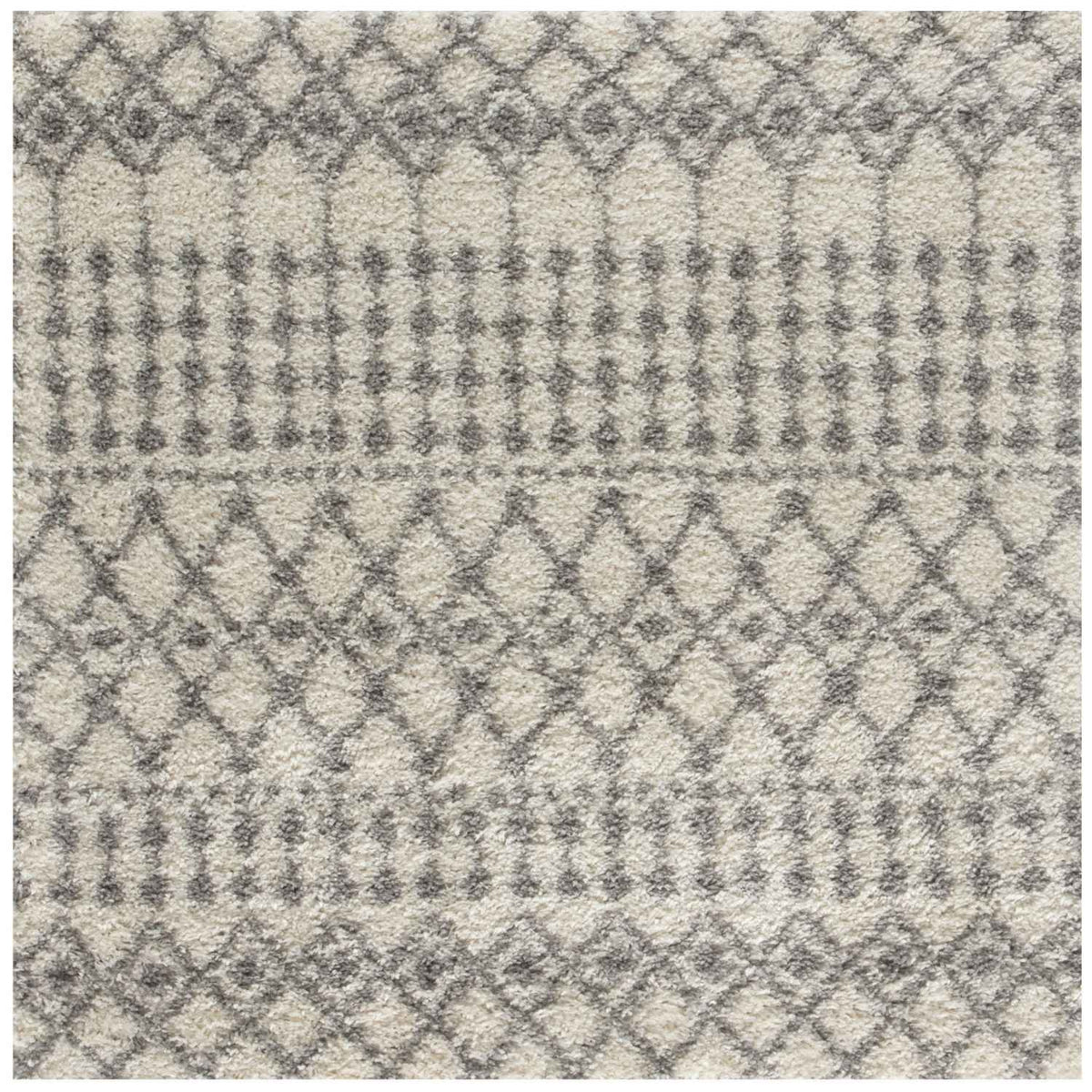 Moroccan Ivory Grey Shaggy Rug 120X120 cm