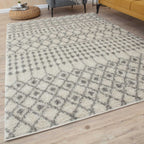 Moroccan Ivory Grey Shaggy Rug