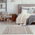 Moroccan Ivory Grey Shaggy Rug