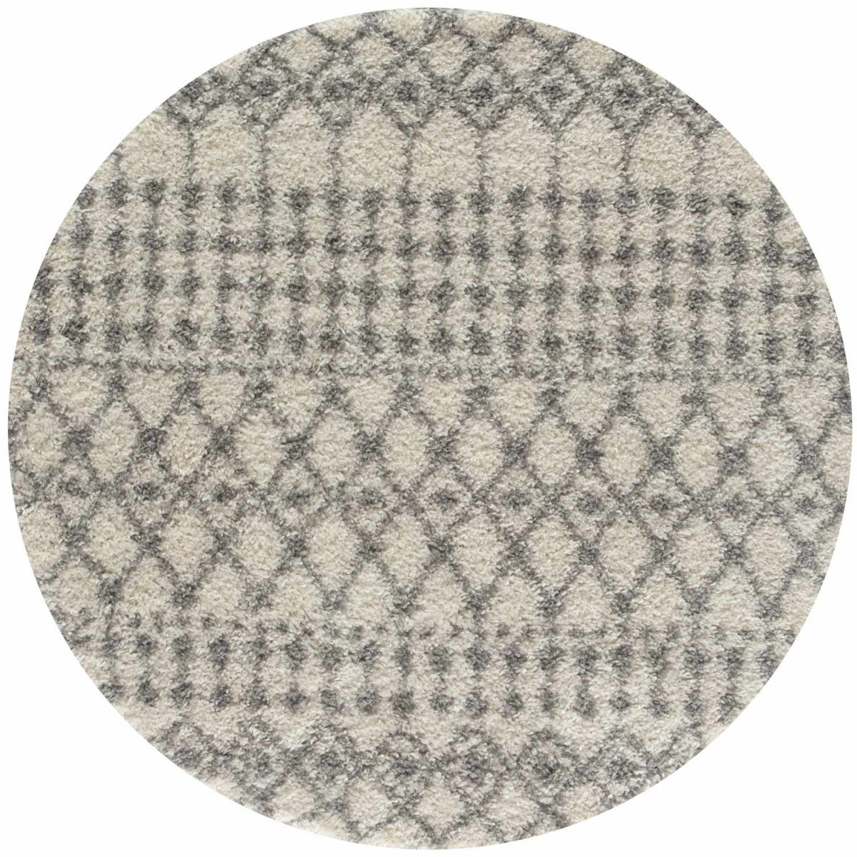 Moroccan Ivory Grey Shaggy Rug Ø 120 cm