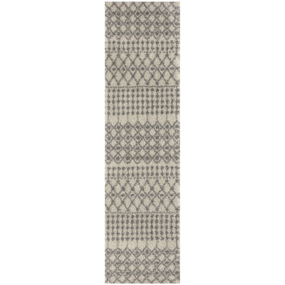 Moroccan Ivory Grey Shaggy Rug 80X300 cm