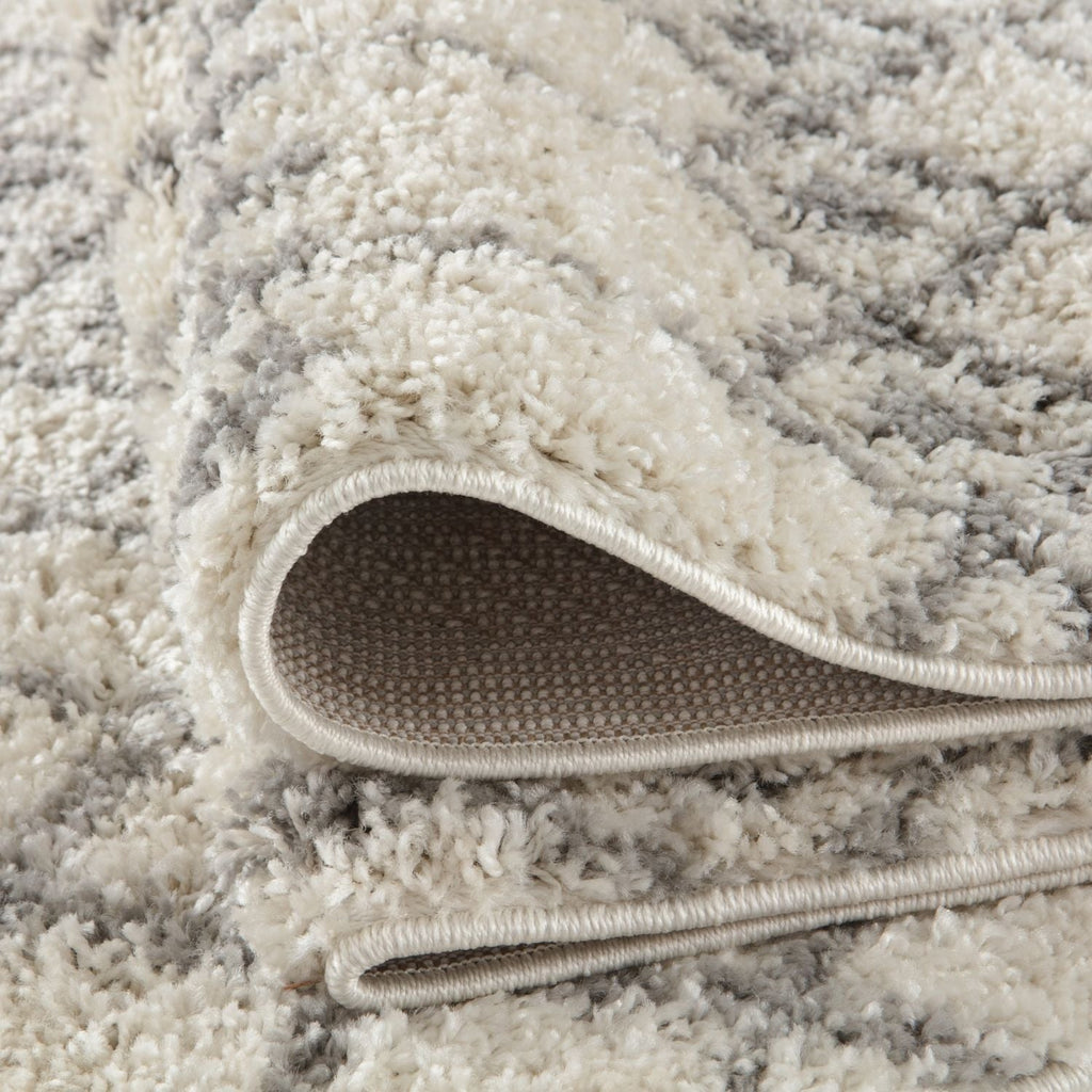 Moroccan Ivory Grey Shaggy Rug