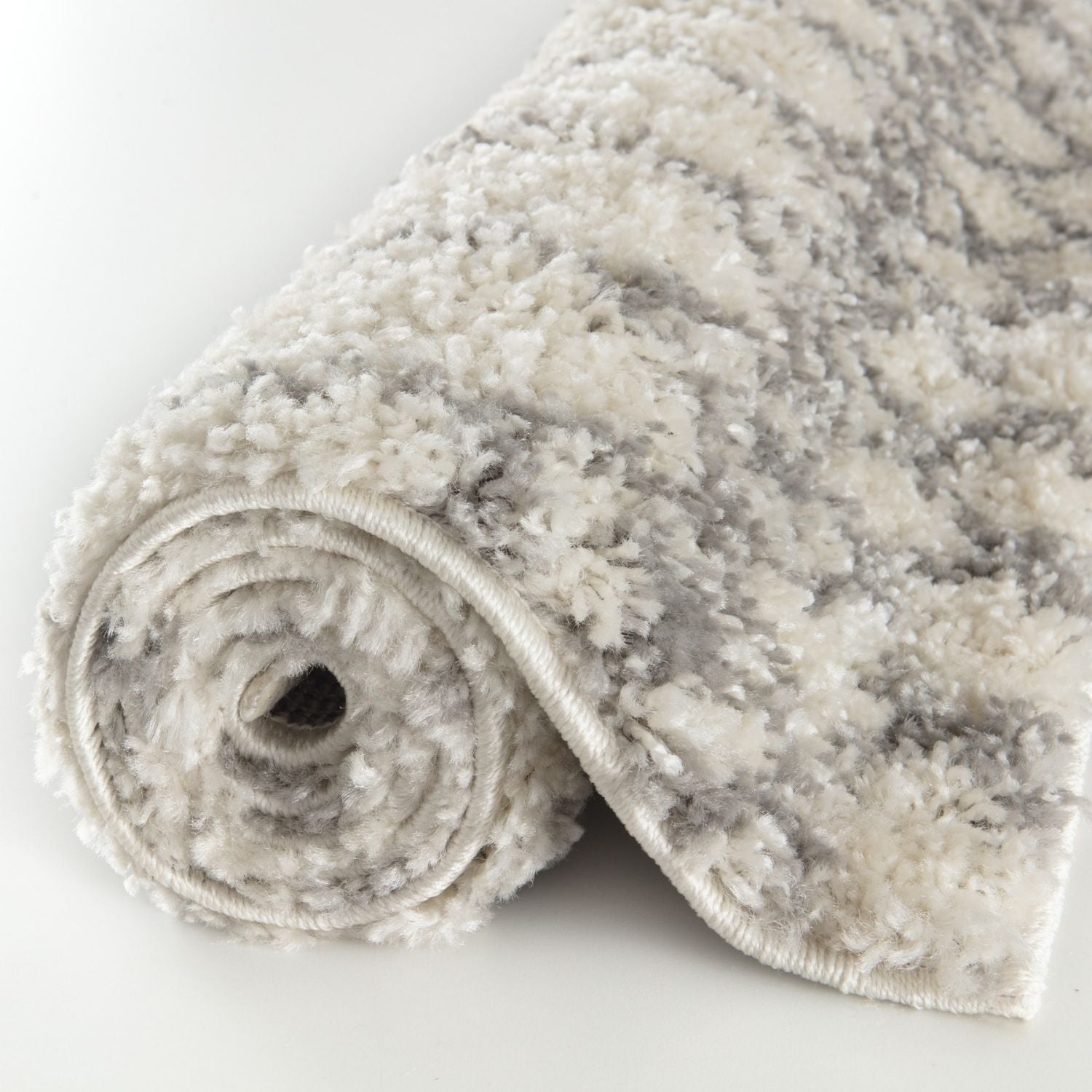 Moroccan Ivory Grey Shaggy Rug