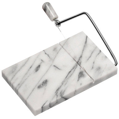 White Marble Cheese Board with Slicer