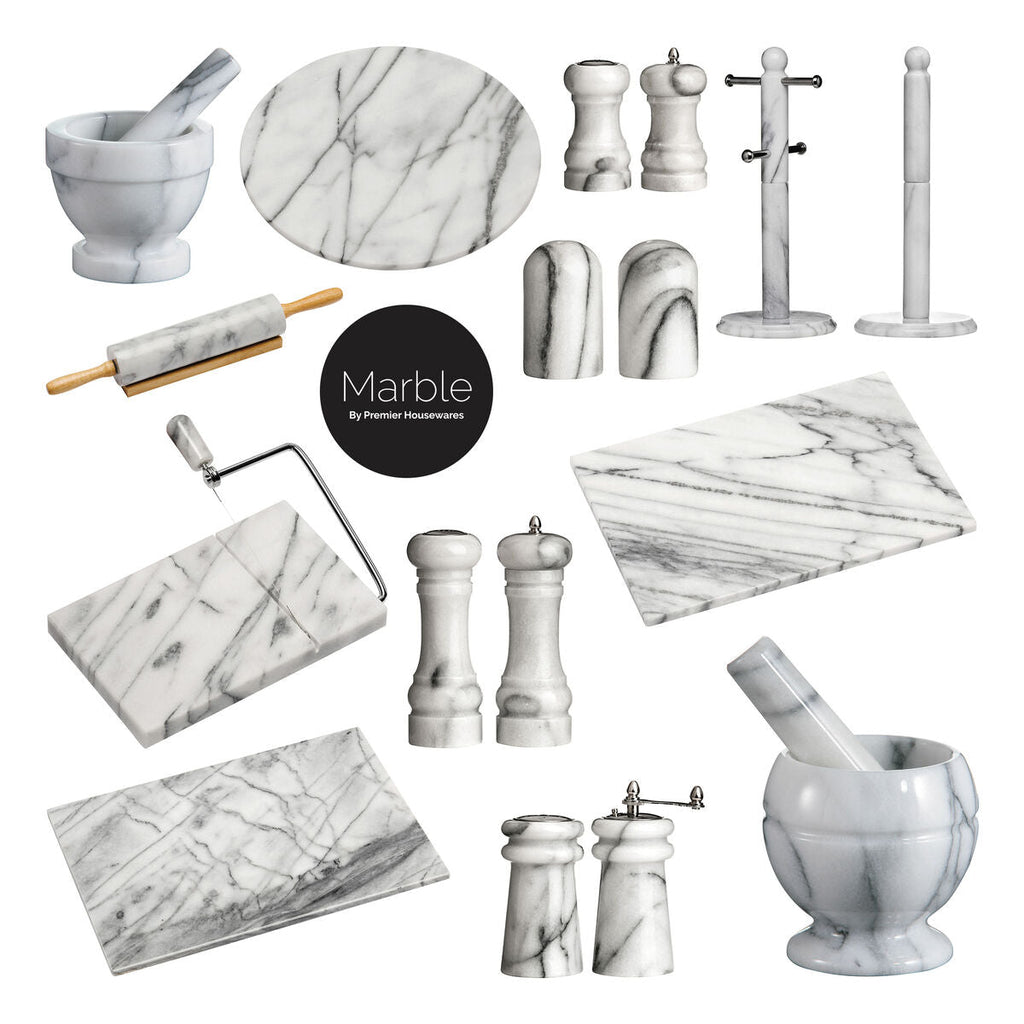 White Marble Cheese Board with Slicer