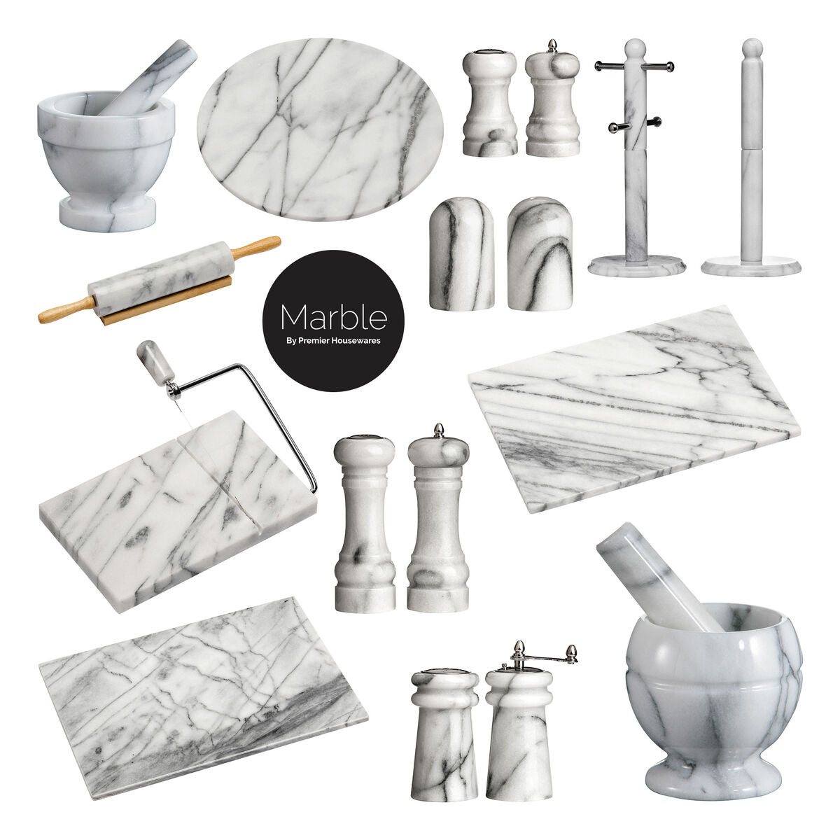 White Marble Cheese Board with Slicer