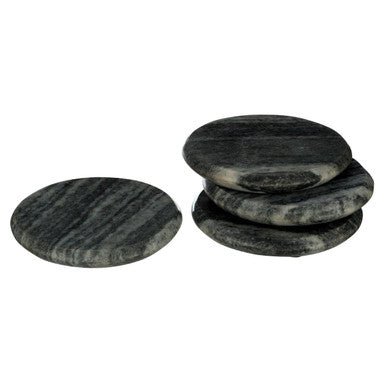 Set of 4 Grey Marble Round Coasters