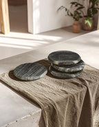 Set of 4 Grey Marble Round Coasters