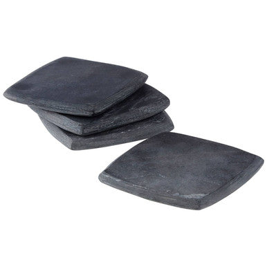 Set of 4 Dark Grey Marble Square Coasters