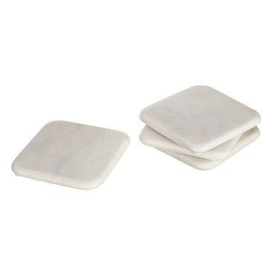 Set of 4 Off White Square Marble Coasters
