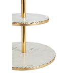 2 Tier White Marble and Gold Finish Cake Stand