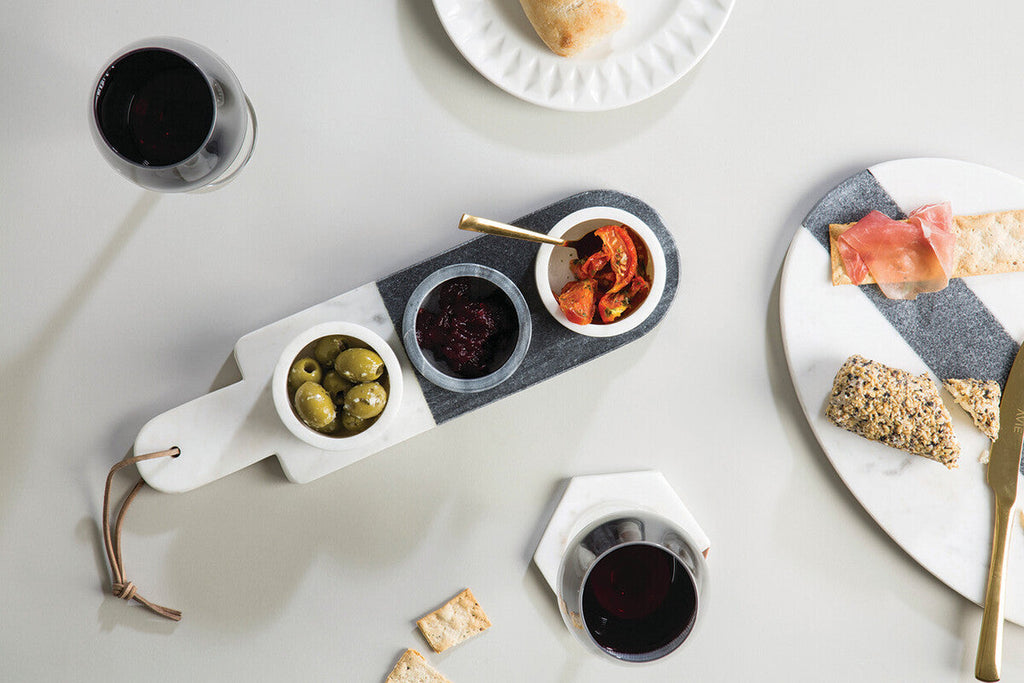 Marble Condiment Bowls and Board Set