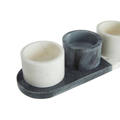 Marble Condiment Bowls and Board Set