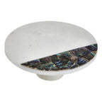 White Marble and Paua Shell Round Cake Stand