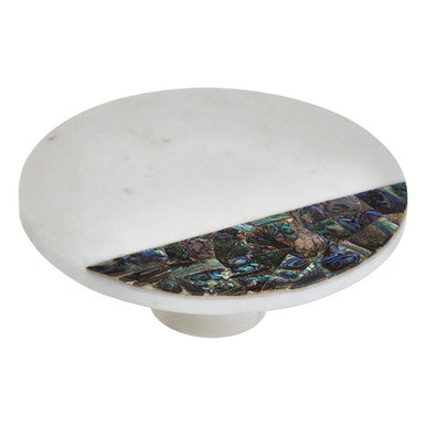 White Marble and Paua Shell Round Cake Stand