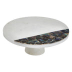 White Marble and Paua Shell Round Cake Stand
