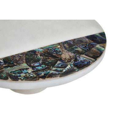 White Marble and Paua Shell Round Cake Stand