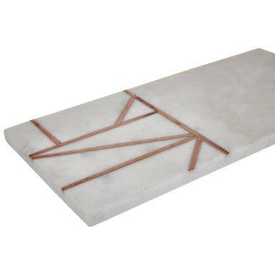 White Marble and Copper Inlay Paddle Board
