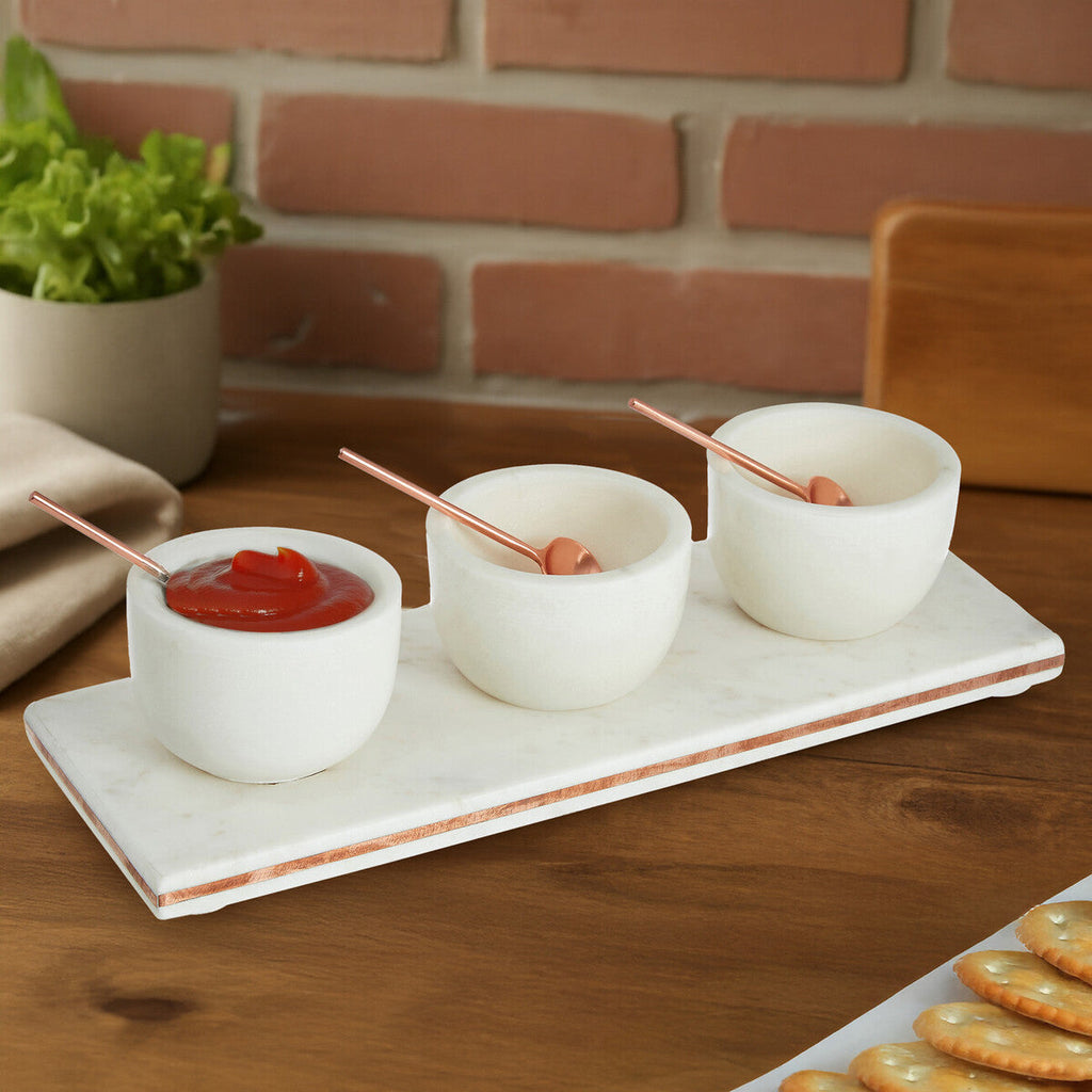 Marble Dip Bowls with Board Set