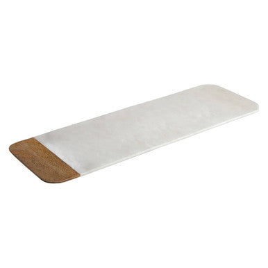 Large White Marble and Mango Wood Serving Board