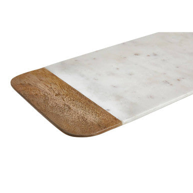 Large White Marble and Mango Wood Serving Board