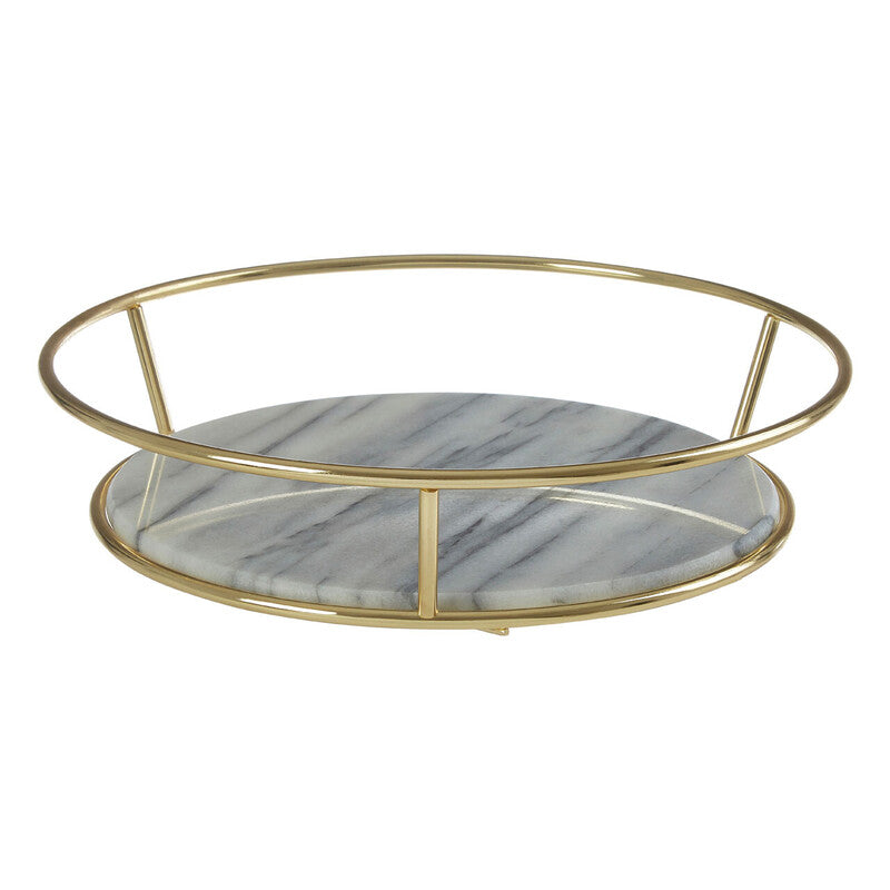 White Marble and Brass Finish Fruit Basket