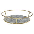 White Marble and Brass Finish Fruit Basket