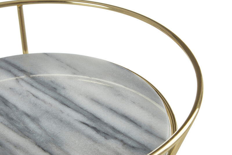 White Marble and Brass Finish Fruit Basket