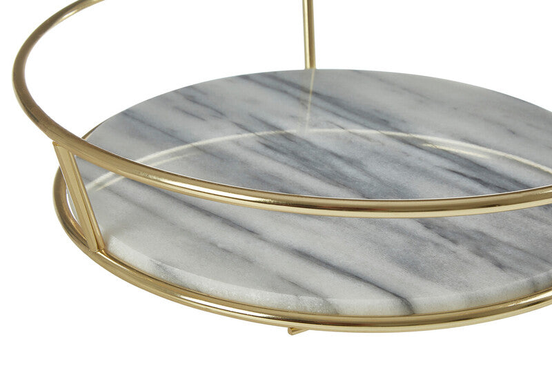 White Marble and Brass Finish Fruit Basket