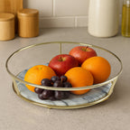 White Marble and Brass Finish Fruit Basket
